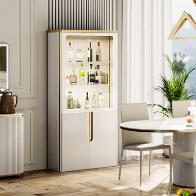 Простой дизайн белое стекло дисплей винная стойка столовая мебель современная роскошная гостиная деревянный домашний бар винный шкаф