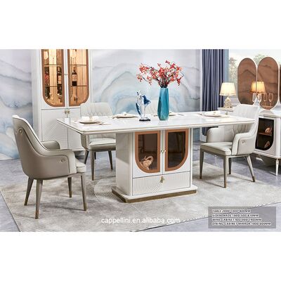 Элегантный роскошный столик и стулья набор 6 мест мебель Домашнее хранилище белый полный современный большой деревянный набор столовой