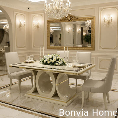 Белый роскошный деревянный обеденный стол и стулья, комплект на 6 персон, мебель для дома, обеденный стол с буфетом и винным шкафом