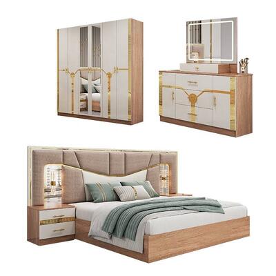 Meuble De Chambre Современный комплект мебели для спальни Кровать королевского размера с деревянным каркасом Роскошный дом Полный комплект турецкой мебели Спальные гарнитуры