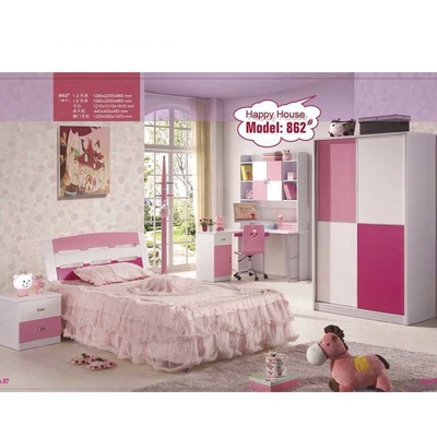 Розовая белая мебель 960mm наборов спальни детей MDF милая
