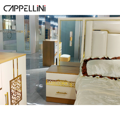 Материал PU MDF роскошной современной древесины королевской кровати двойника короля Размера кожаный