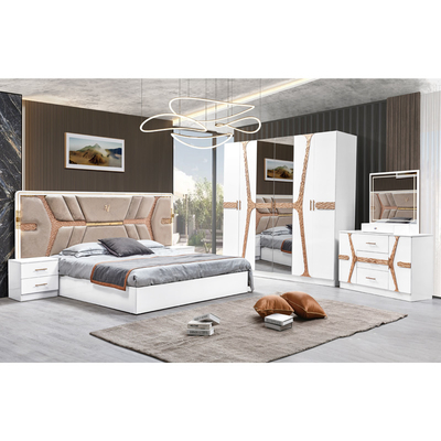 Турецкий роскошный стиль Деревянный рамок Королевского размера Кровать Led Headboard Modern Classic Full Home Деревянные спальные комплекты Мебель