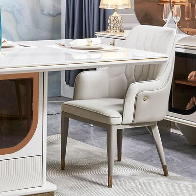 Элегантный роскошный столик и стулья набор 6 мест мебель Домашнее хранилище белый полный современный большой деревянный набор столовой