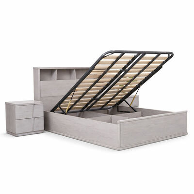 Современный Комплекс спальни Мастер комната королевский размер Двойная кровать Гостиница Домашнее хранилище Массивная деревянная рама Роскошная мебель спальни