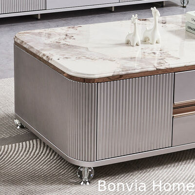 Современная роскошная деревянная гостиная Центр Кофейный стол Домашняя мебель Большое хранилище Мраморный сланцевый телевизор и кофейный стол