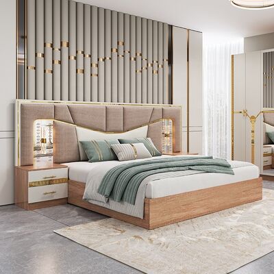 Meuble De Chambre Современный комплект мебели для спальни Кровать королевского размера с деревянным каркасом Роскошный дом Полный комплект турецкой мебели Спальные гарнитуры