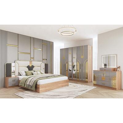 Chambre a Coucher Комплекс турецких спальных комнат King Size Спальная комната Двойная деревянная рама Дешевый роскошный современный спальный мебель