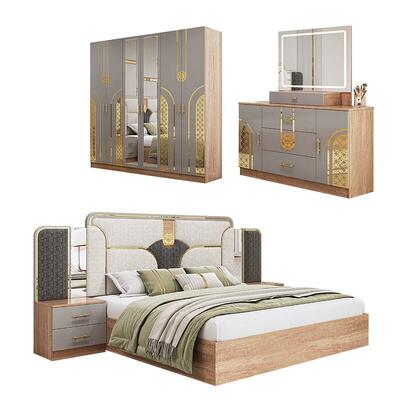 Chambre a Coucher Комплекс турецких спальных комнат King Size Спальная комната Двойная деревянная рама Дешевый роскошный современный спальный мебель