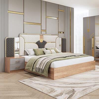 Chambre a Coucher Комплекс турецких спальных комнат King Size Спальная комната Двойная деревянная рама Дешевый роскошный современный спальный мебель