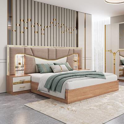 Meuble De Chambre Современный комплект мебели для спальни Кровать королевского размера с деревянным каркасом Роскошный дом Полный комплект турецкой мебели Спальные гарнитуры