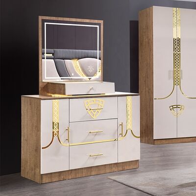 Ensemble Lit Armoire Et Coiffeuse Турецкая мебель Спальная комната Luxury King Size Спальная комната Деревянная современная спальная мебель