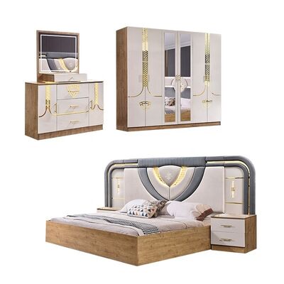 Ensemble Lit Armoire Et Coiffeuse Турецкая мебель Спальная комната Luxury King Size Спальная комната Деревянная современная спальная мебель