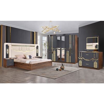 2026 Turkey Style Luxury Bedroom Set King Size Bed Suite Master Room Деревянный каркас Дешевый оптовый современный спальный мебельный набор